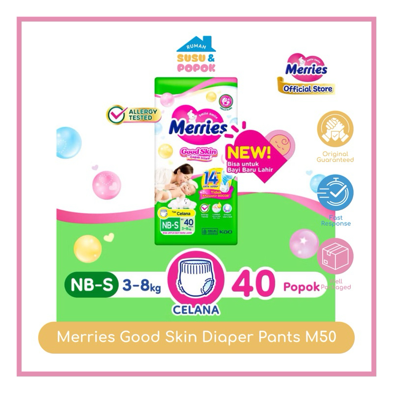 Jual Merries Good Skin Diaper Pants NB-S40 | Shopee Indonesia
