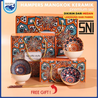 Paus Biru - [SNI] Hampers Mangkok Set / Hampers Piring Keramik Set / Hampers Piring Dan Mangkuk Keramik Cantik