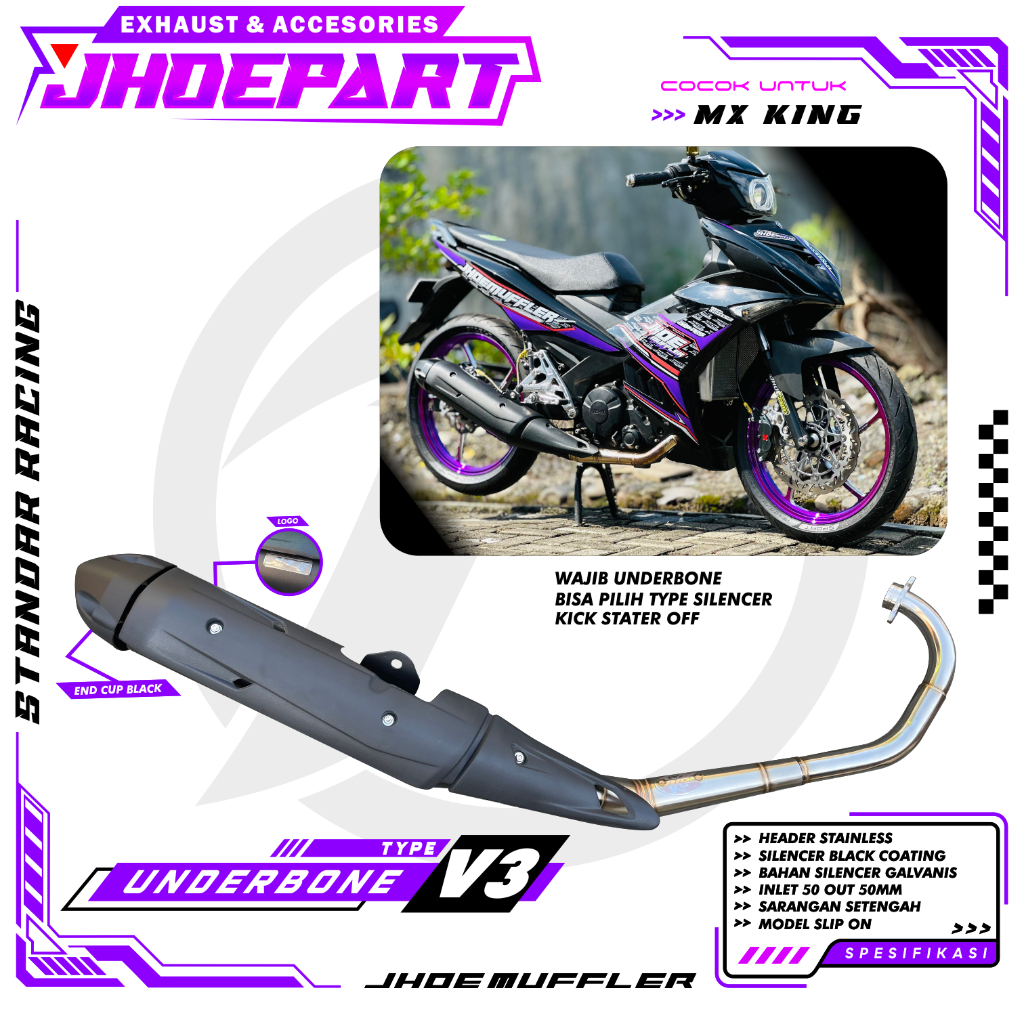 Jual Knalpot Standar racing MX KING Jhoemuffler type Underbone V3 ...