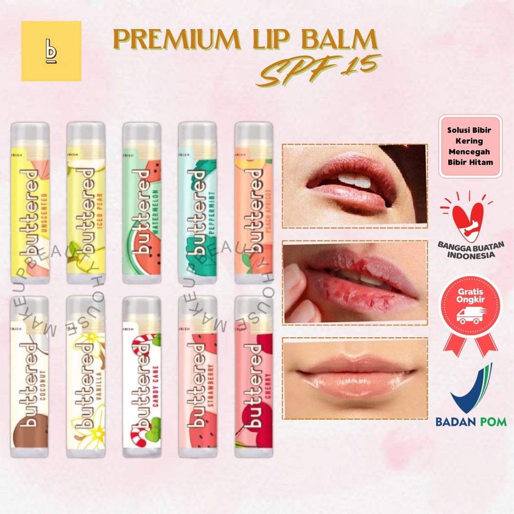 Jual BUTTERED Premium Lip Balm SPF 15 / Pelembab Bibir / Lip Care ...