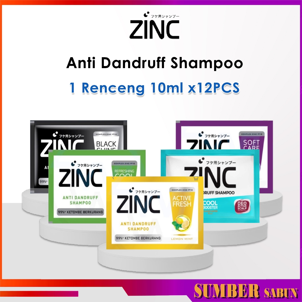 Jual Zinc Shampoo Anti Dandruff Sachet 1 Renceng 12Pcs x10ml - Sampo ...