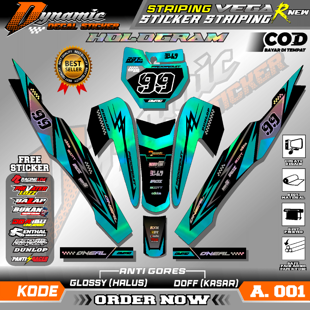 Jual TERBARU STICKER STRIPING YAMAHA VEGA R NEW-HOLOGRAM KODE 001 MOTOR ...
