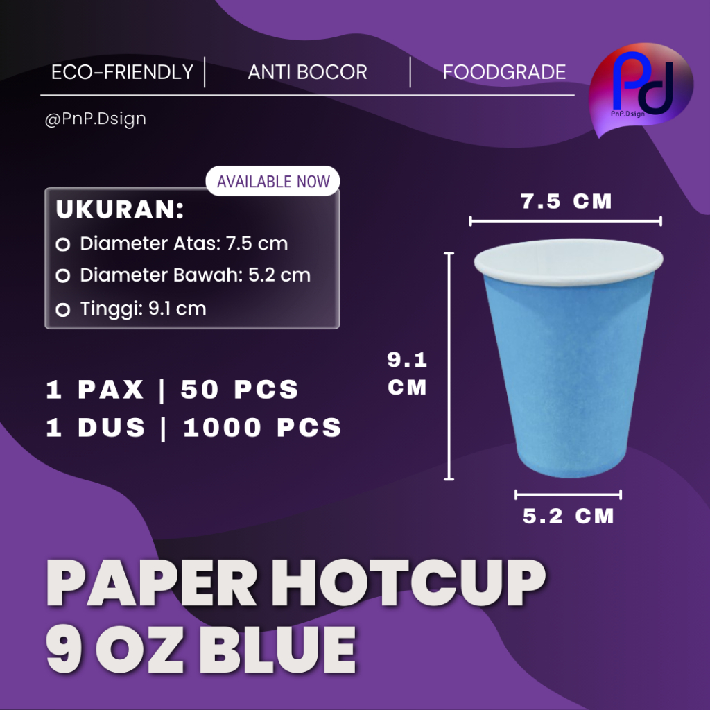 Jual Paper Hot Cup Gelas Kertas 9 oz 210 ml Biru isi 50 pcs | Shopee ...