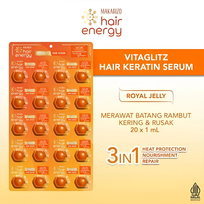 Jual Makarizo Hair Energy Vitaglitz Hair Serum Royal Jelly 20x1ml ...