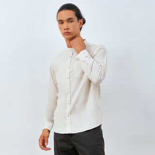 M231 Kemeja Pria Koko Shanghai Polos Panjang Khaki 0185H