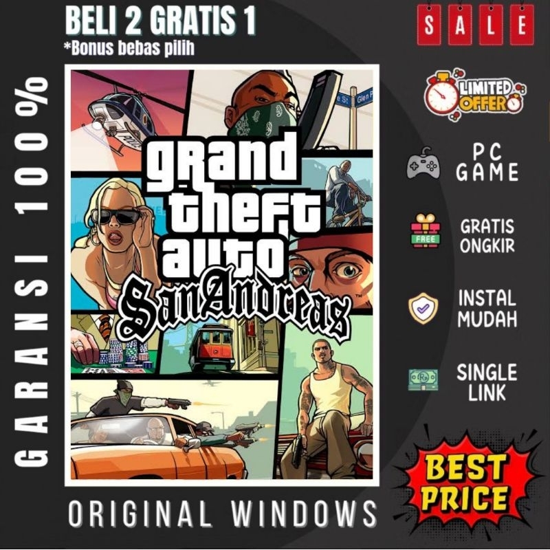 Jual GRAND THEFT AUTO SAN ANDREAS - GAME PC - GAME LAPTOP - LINK ...