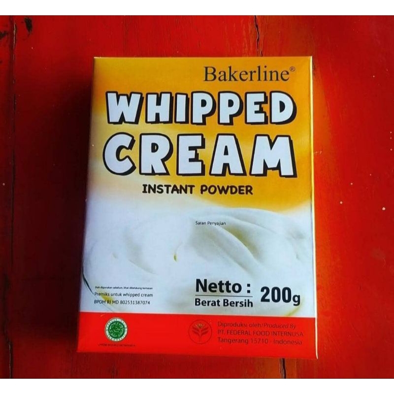 Jual Whipped cream bakerline powder 200gram whip krim | Shopee Indonesia