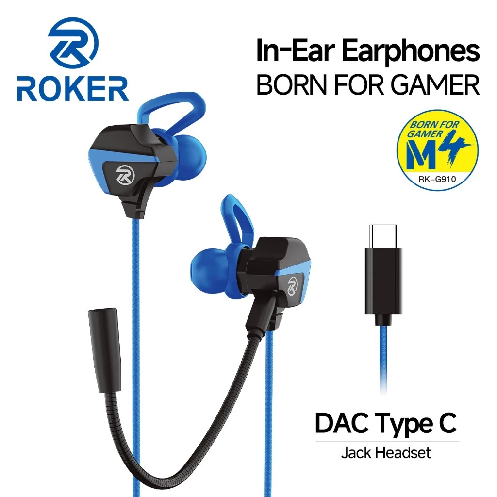 Earphone / Headset Gaming Roker M4 RK-G910 Extreme Bass TYPE - C
