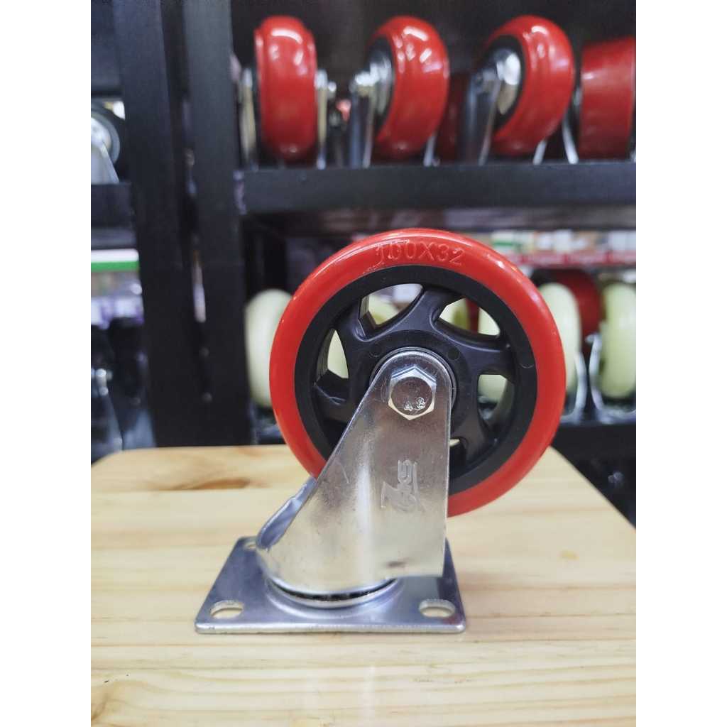 Jual RKS - Roda 4 inch PU Merah Heavy Duty + Double bearing caster ...