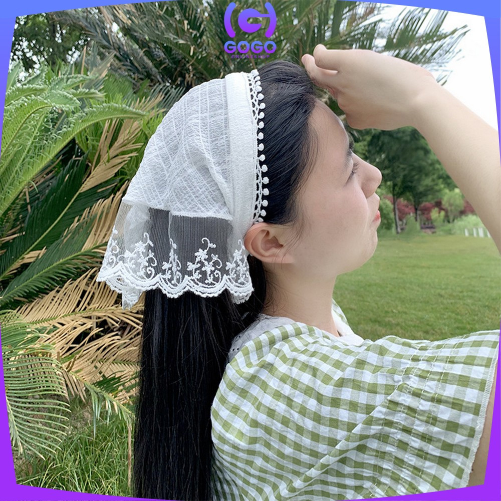 Jual GOGO-C1253 Bando Raw Lace Aesthetic Bandana Korean Style Bando ...