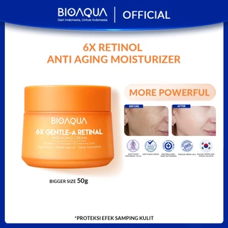 BIOAQUA 6X Gentle-A Retinol Cream Wajah Anti Aging Pelembab Wajah 50g Glowing Cream Krim With Retinol, Peptide, Ceramide, Hyaluronic Acid untuk Menyamarkan Tampilan Keriput