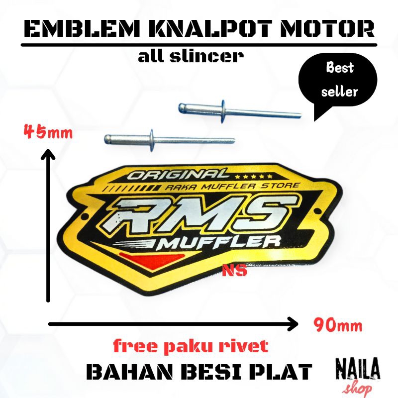 Jual Emblem knalpot motor merek RMS free paku rivet | Shopee Indonesia