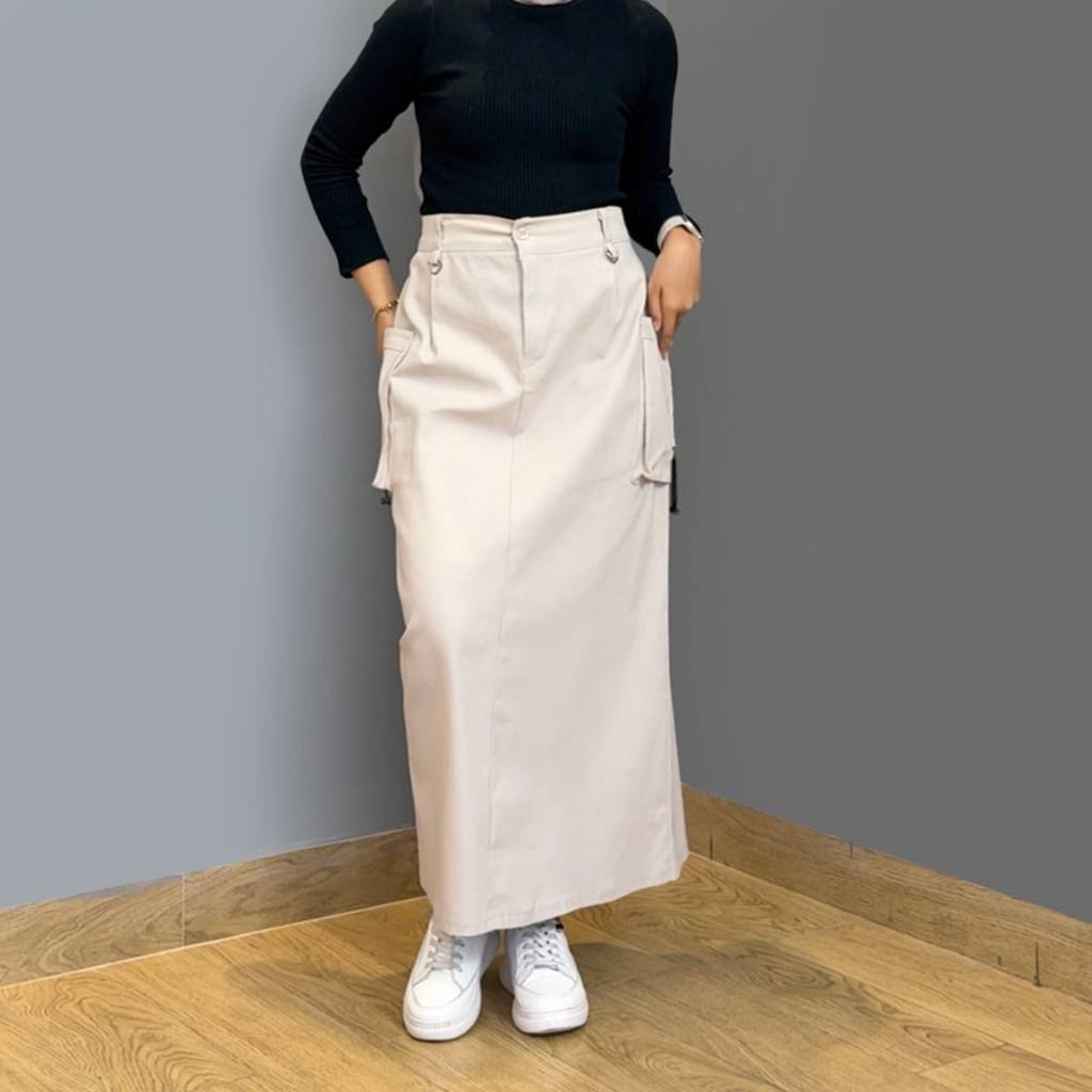 Jual 𝐊𝐒𝐕𝐈𝐈 - Rok Cargo Kantong Serut / Skirt Kargo Korean Style Katun ...