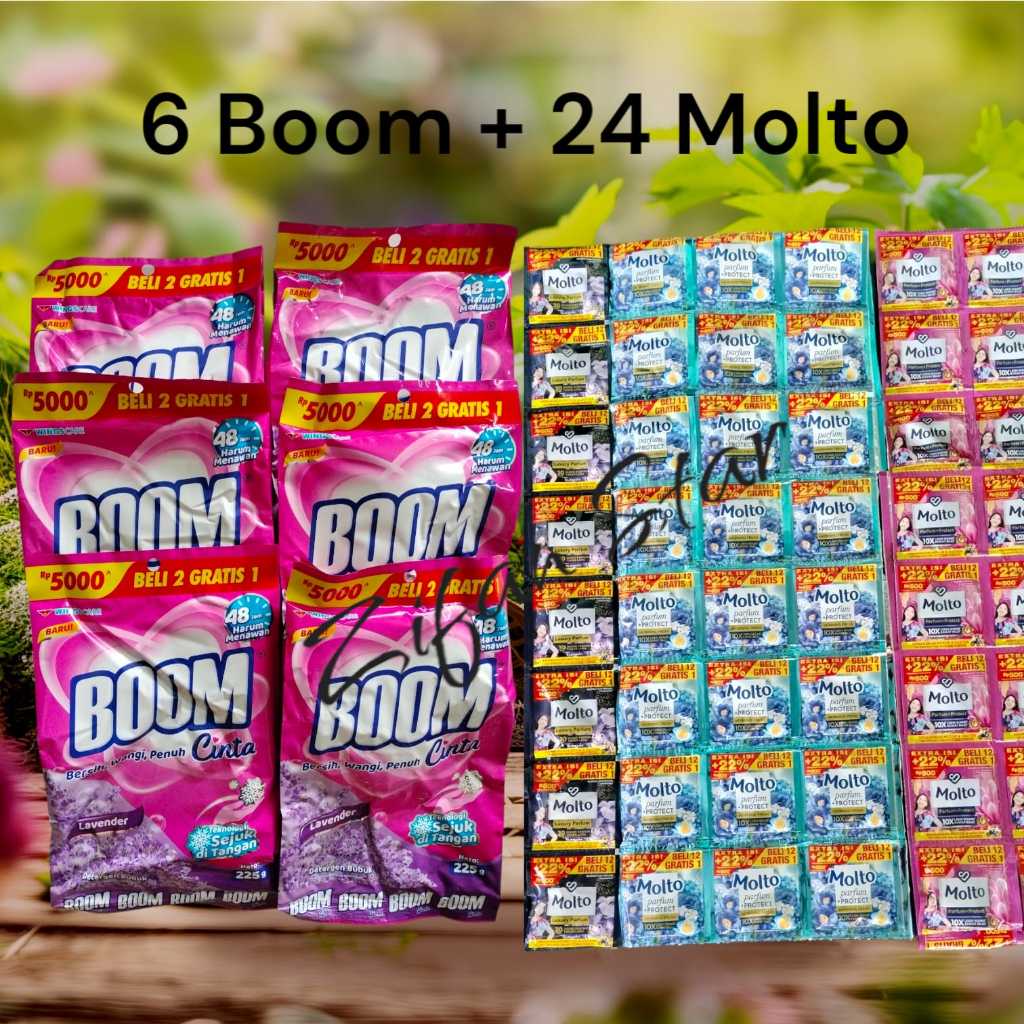 Jual Paket Boom Molto (isi 6 Boom Deterjen bubuk 5000 + 24 Molto ...