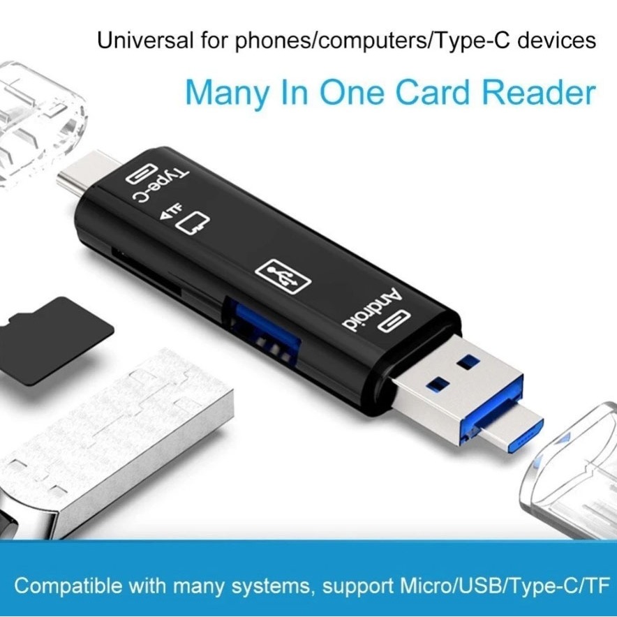 Jual Multifunction Card Reader 5 in 1 USB 3.0For Type C / USB / Micro ...