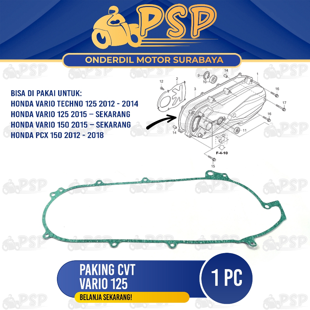 Jual Paking CVT Vario 125 - Packing Gasket Perpak Bak Blok Block CVT ...