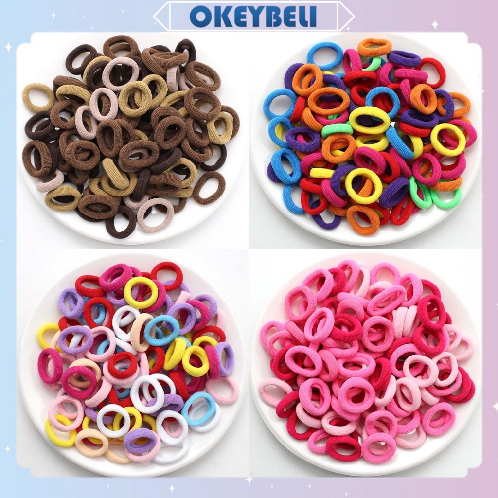 Jual OKEY BELI IR1961 Ikat Rambut Model Donat Isi 100pcs Elastis Mini ...