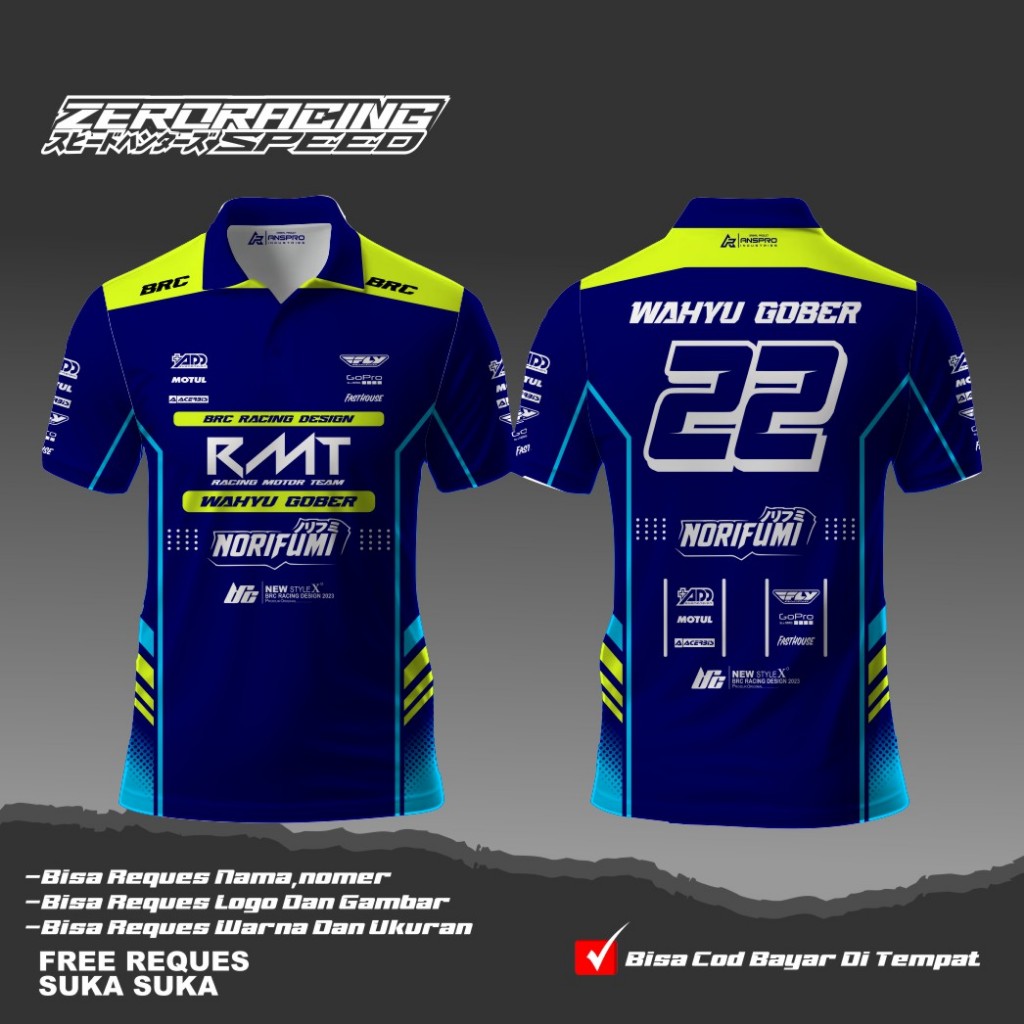 Jual Baju Kaos Jersey Racing Custom Nama Full Printing Satuan | Shopee ...