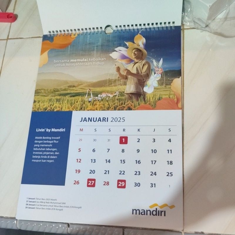 Jual Kalender bulanan 2025 Bank Mandiri / Kalender Gantung / Kalender ...