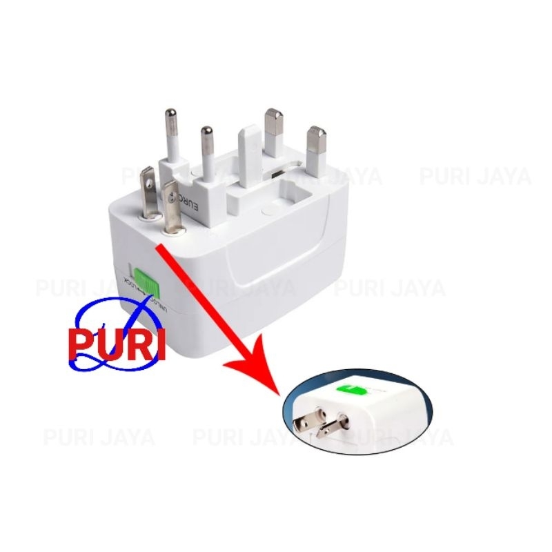 Jual Universal Travel Adaptor Multi Plug Switch Socket US China EU ...