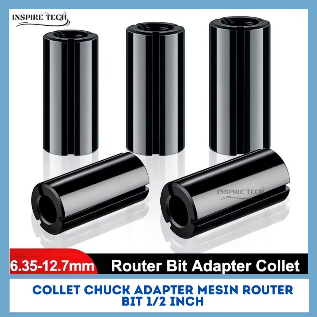 Jual Collet Chuck Adapter Mesin Router bit 1/2 inch 12.7mm-6.35mm, 12 ...