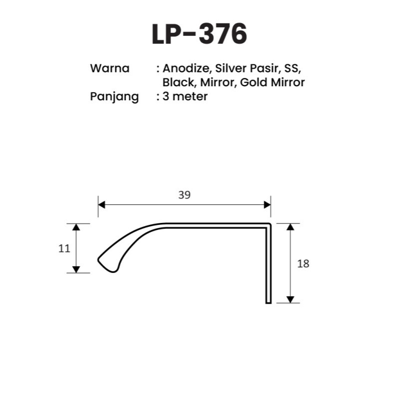 Jual Handle Aluminium Profil Huben LP-376 Gold Mirror | Shopee Indonesia