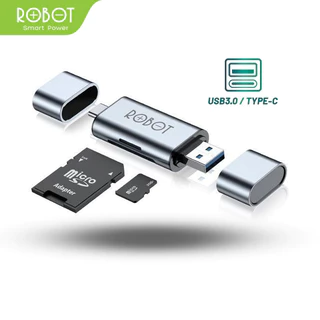 ROBOT Card Reader CR202S Upgrade CR202 2 in 1 USB 3.0 Type-C OTG Memory Card Adapter Micro SD TF Original Garansi 1 Tahun
