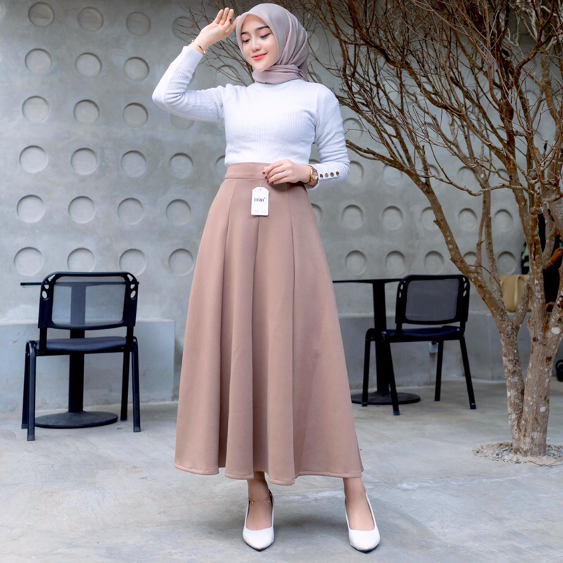 Audy Skirt - Korean Loose Maxi Skirt Rok Wanita Anti kusut foto 2
