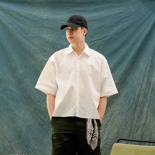Leif Cropped Shirt Boxi Fit Cotton Poplin