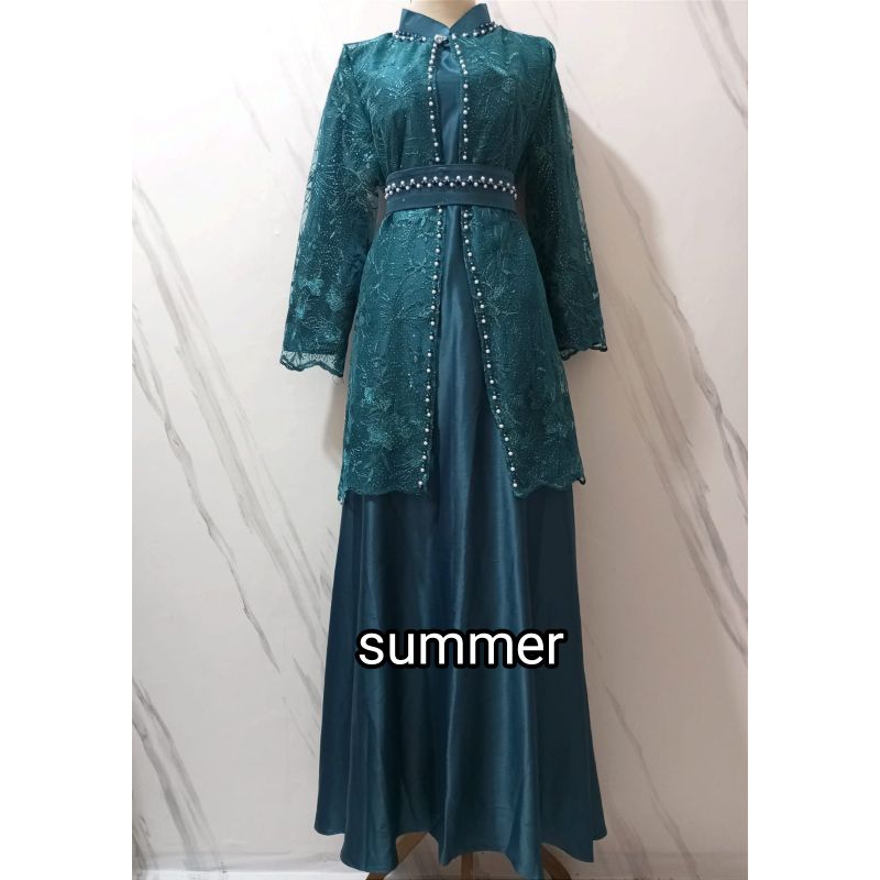 Jual GAMIS MEWAH BRUKAT ROMPI BLUE EMERALD | Shopee Indonesia