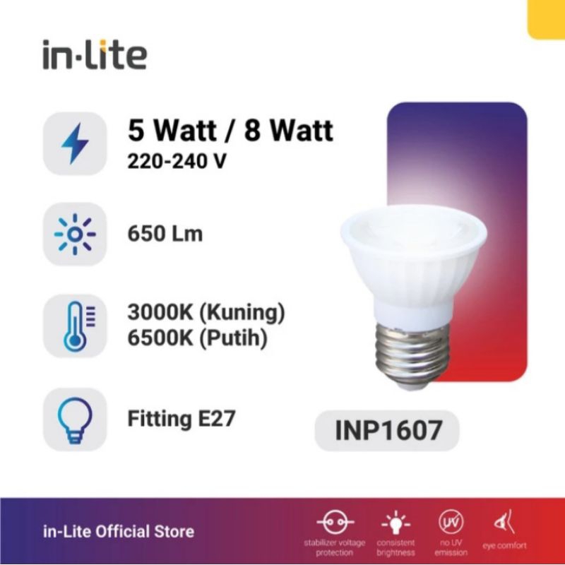 Jual In-Lite Inlite Spotlight Lampu Sorot MR16 LED E27 5 8 W 5 Watt 8 ...