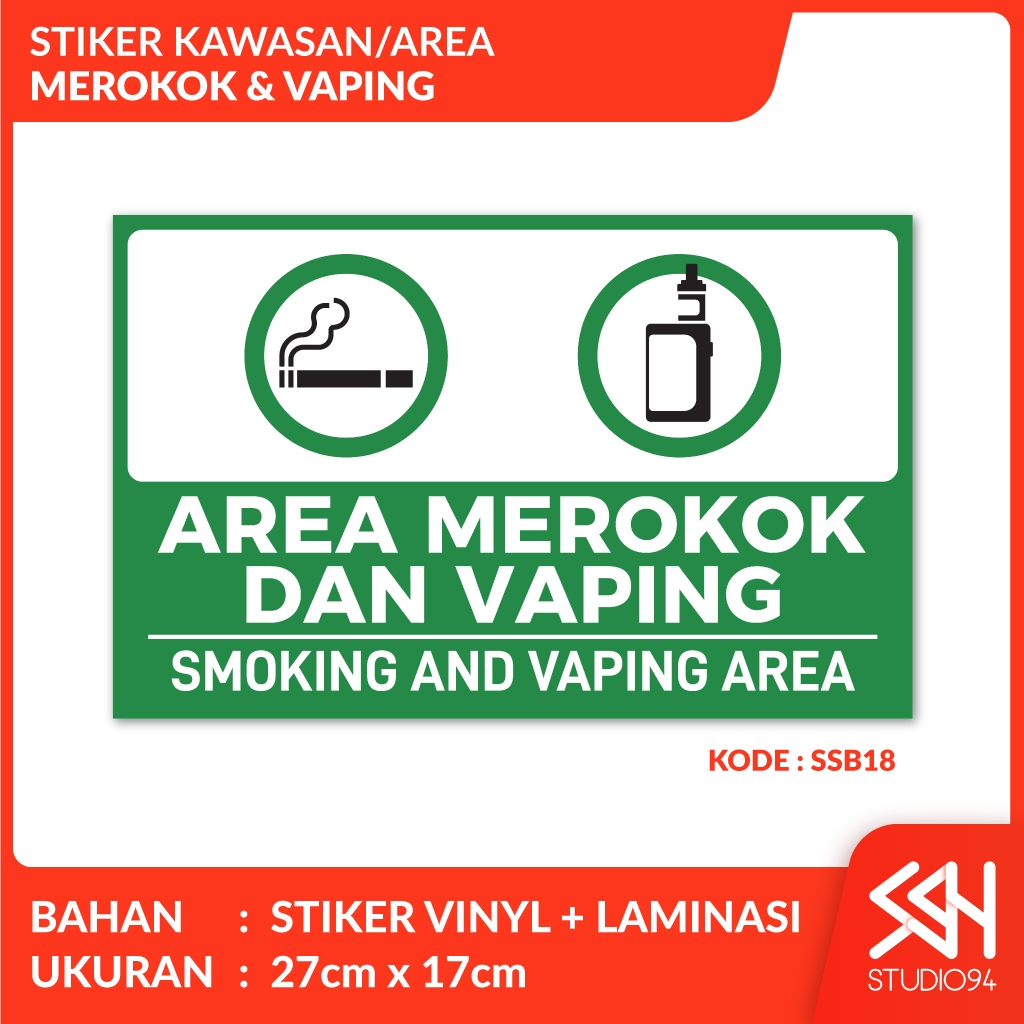 elfbar elfa kaufen Designated Vaping And Smoking Area Sign main image 0