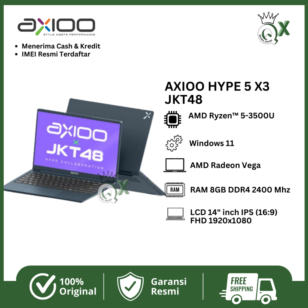 Jual LAPTOP AXIOO HYPE 5 X3 JKT48 BLUE RYZEN 5-3500, RAM 8GB, SSD 256GB ...