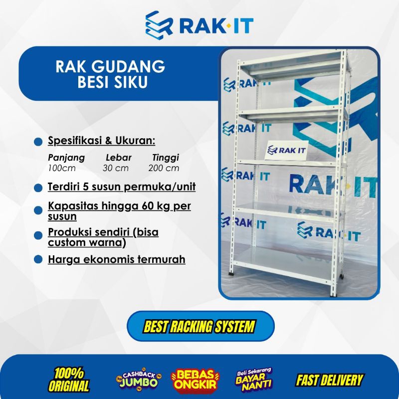 Jual Rak Besi Siku 5 Susun (100x30x200) | Shopee Indonesia