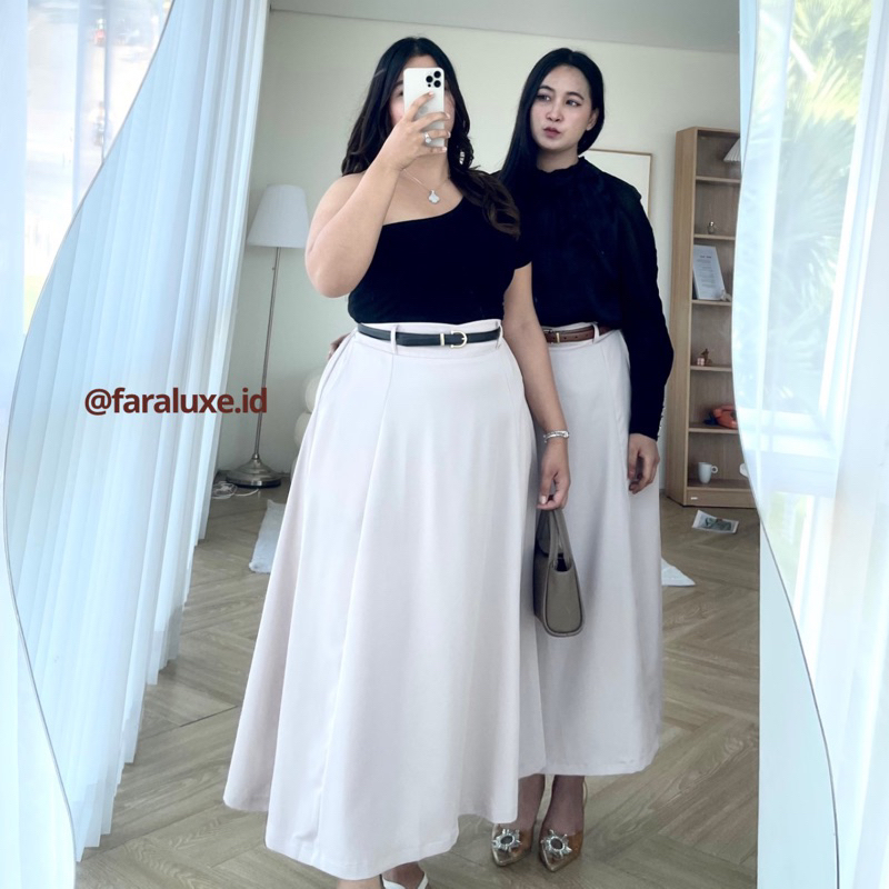 Jual FARALUXE ZARA LONG SKIRT PREMIUM- Rok panjang wanita A line - Rok ...