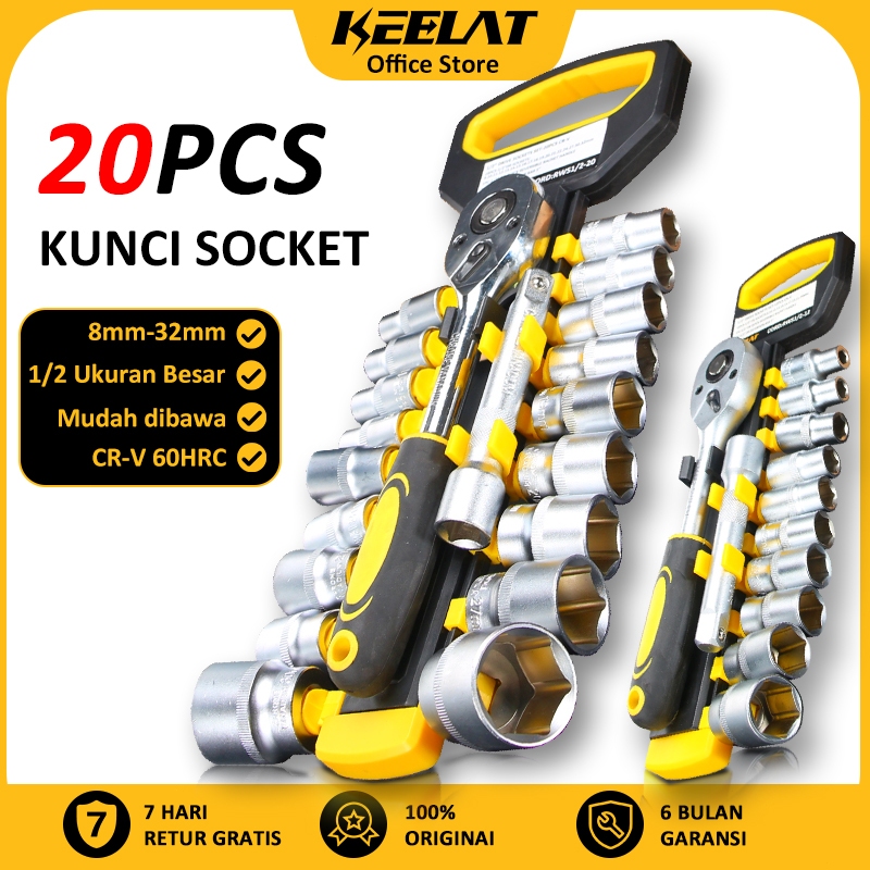 Jual KEELAT 12PCS 1/2Kunci Sok Set Socket Full Lengkap Socket Tool Kit ...