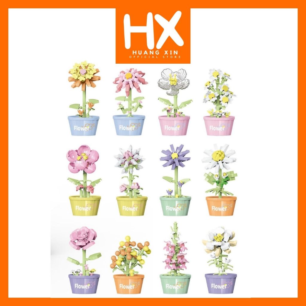 Jual HX Tanaman Flower Pot series Bunga Brick Building Block Toys ...