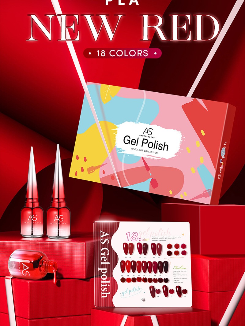 Jual Paket AS Gel PLA Classic Dark Red Gel POlish kutek gel merah ...
