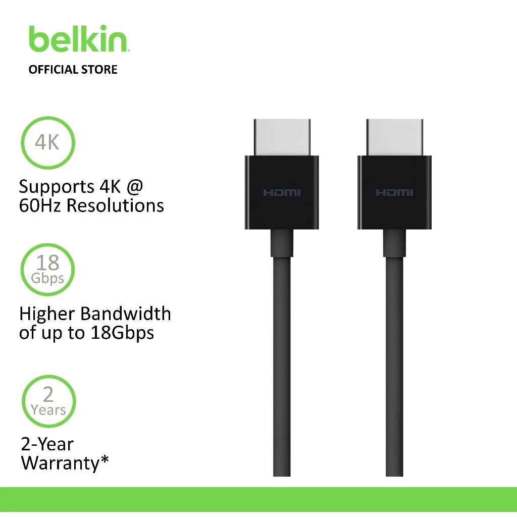 Belkin AV10168BT2MBLK 4K Ultra High Speed HDMI 2.0 Cable 2M