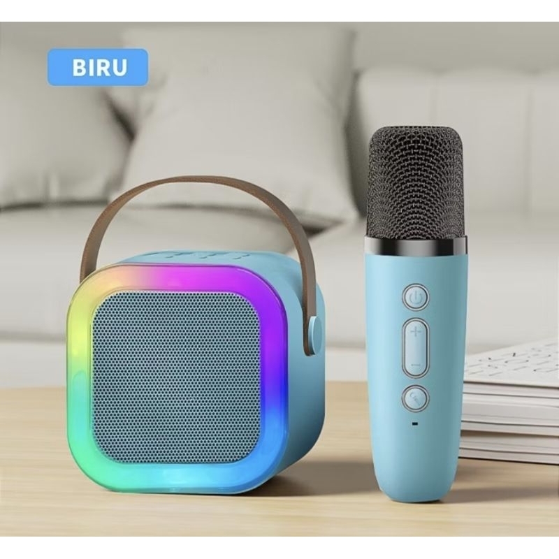 Jual Speaker Microphone Karaoke Set Bluetooth Mini Full bass Portable ...