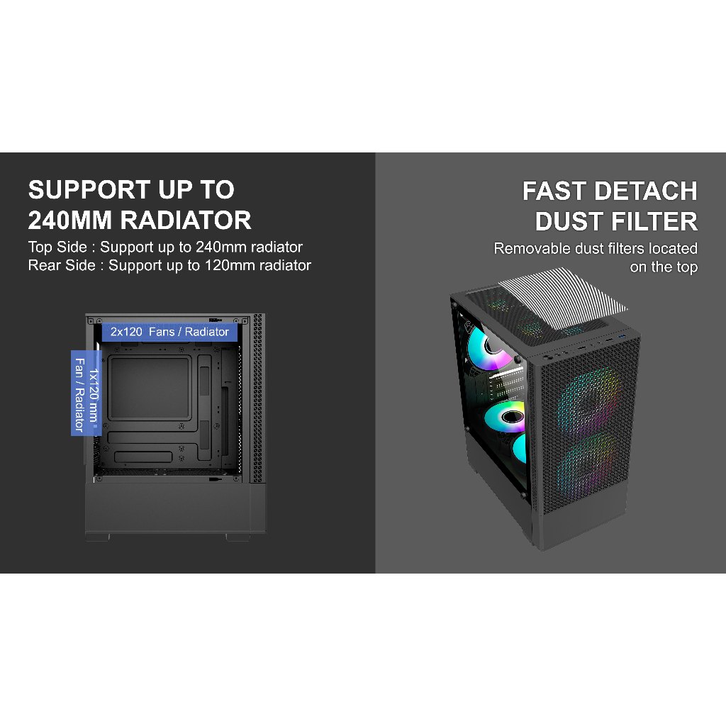 Jual Casing VenomRX HELIX Free 2 FAN RGB Micro ATX Gaming Case | Shopee ...