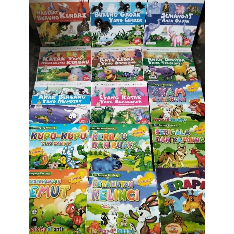 Jual Buku Anak Cerita Dongeng Bergambar Seri HEWAN 2 Bahasa full warna ...
