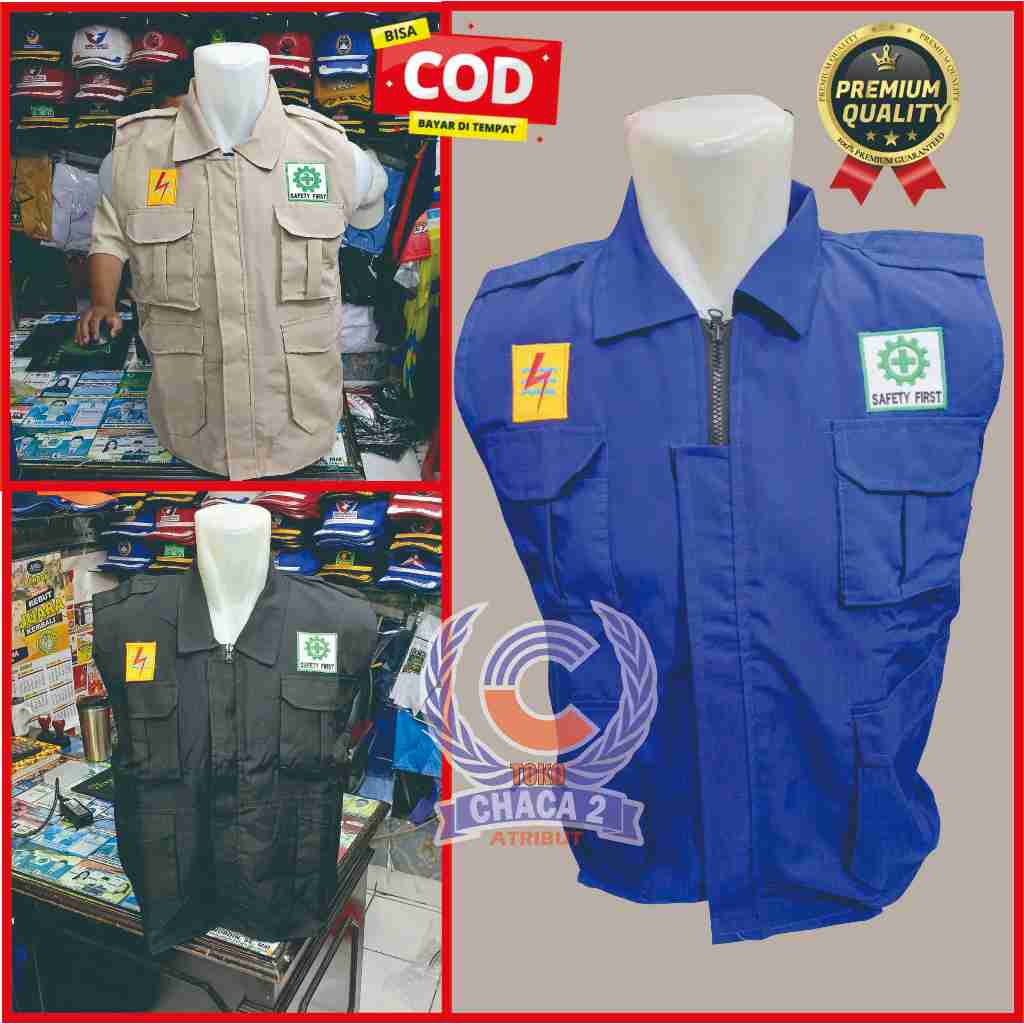 Jual rompi pln saefty warna biru hitam dan krem | Shopee Indonesia