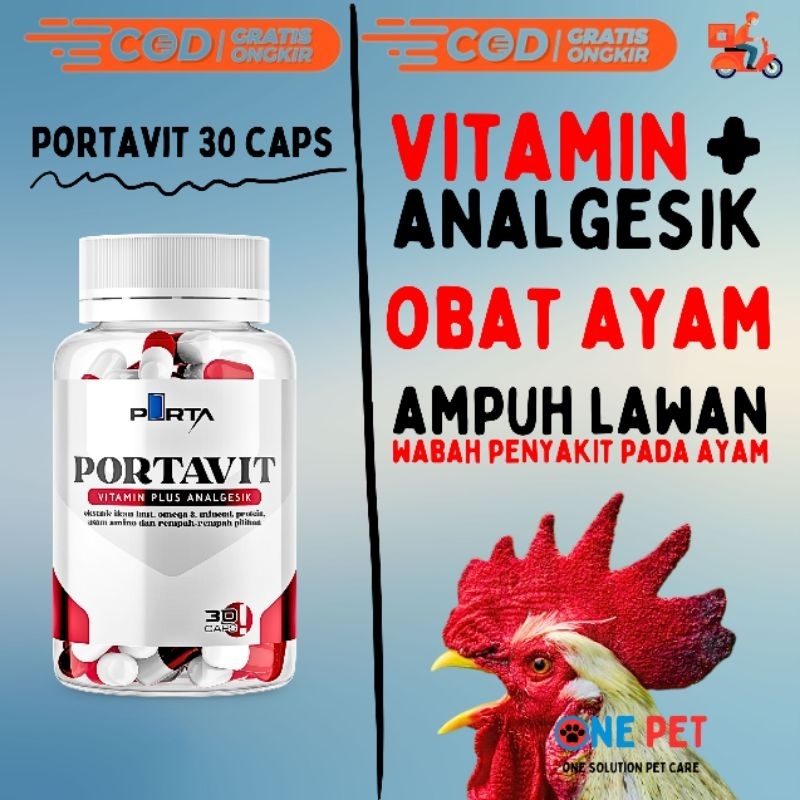 Jual PORTAVIT 30 CAPS - VITAMIN AYAM PLUS ANALGESIK DOSIS TINGGI UNTUK ...