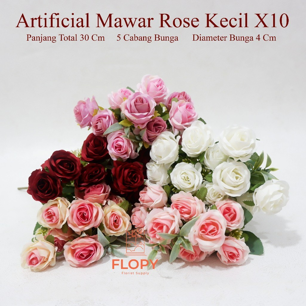 Jual [ 5 Cabang ] Artificial Mawar Rose kecil X10 / Artificial Bunga ...