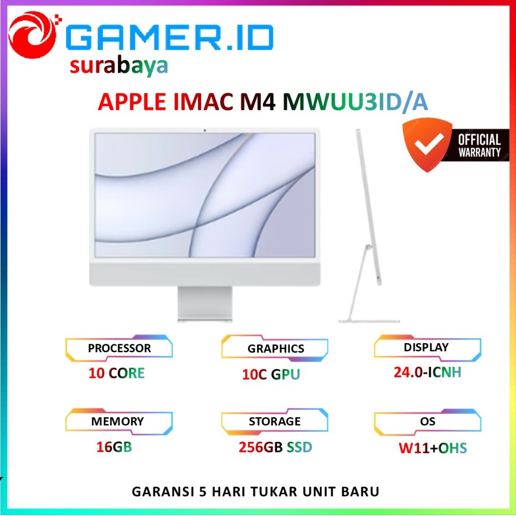 Jual APPLE IMAC M4 24INCH 10C GPU 16GB 256GB 10C CPU SILVER RSMI IBOX ...