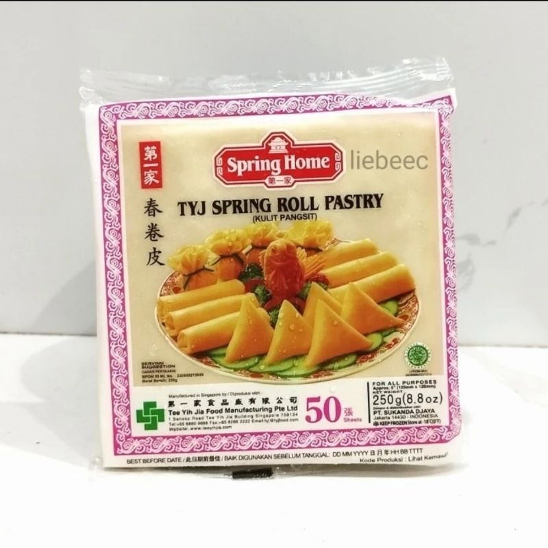Jual TYJ Spring Home Spring Roll Pastry 5 inch / Kulit Pangsit 250 gr ...
