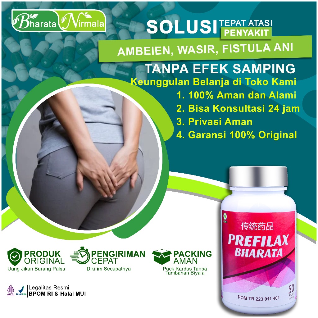 Prefilax Bharata Obat Wasir Sadium 4 Obat Ambeien Paling Ampuh Kemasan 500 gram Isi 50 Kapsul