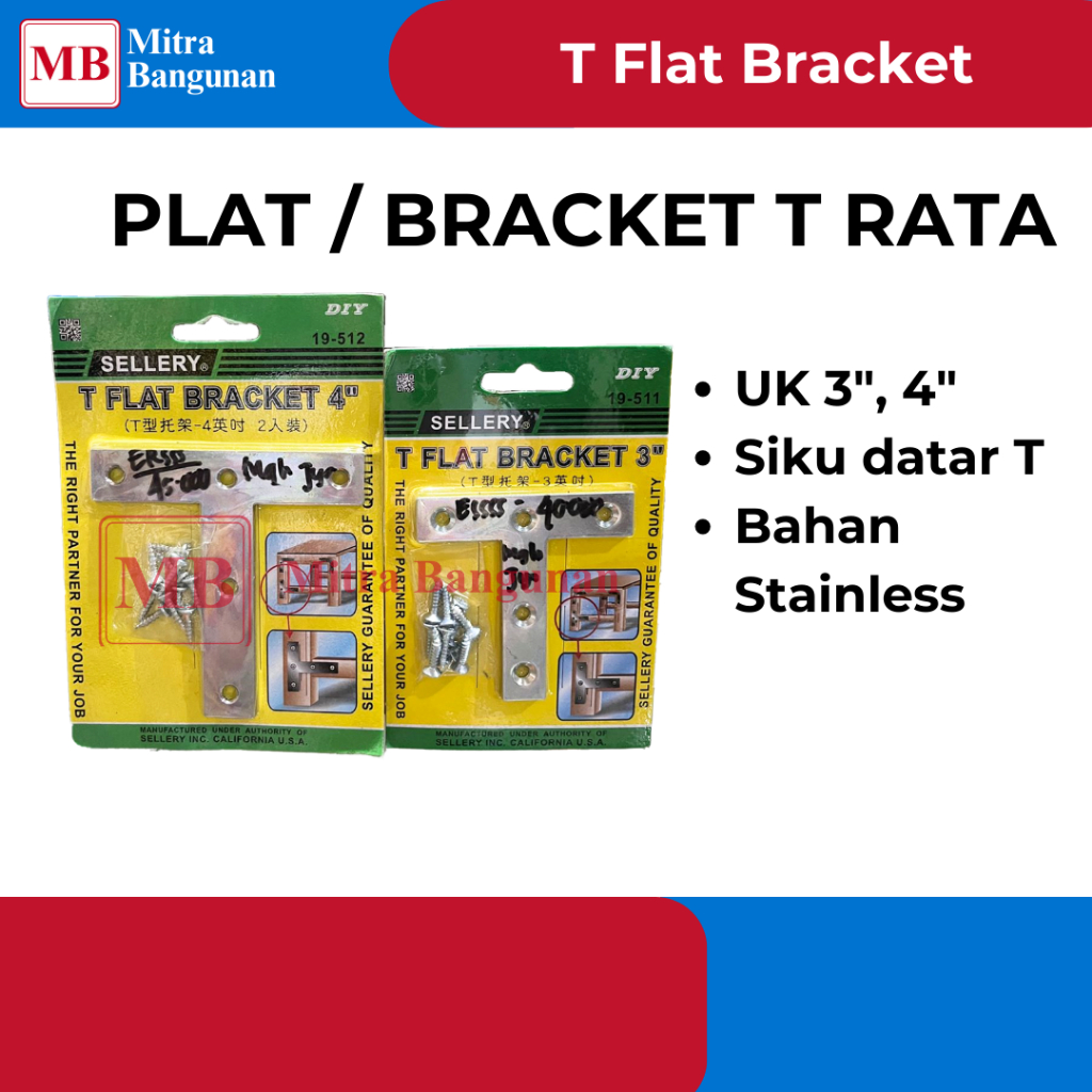 Jual SELLERY PLAT / BRACKET BESI MODEL T RATA UNTUK RAK/DINDING/KAYU ...