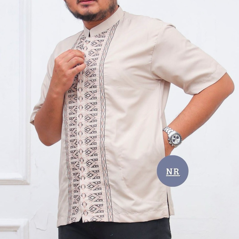 BAJU KOKO WARNA TANGAN PENDEK ,BAJU KOKO BORDERAN WARNA , kode AS-30